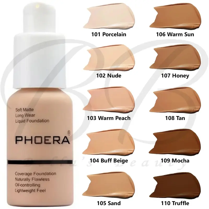 PHOERA Bottle Liquid Matte Flawless Long Lasting Foundation 30ml 0
