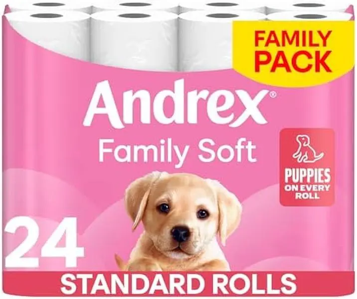 Andrex Family Soft Toilet Paper 24 Rolls (Previously Andrex Gentle Clean) Gentle on your Family’s skin– Pack of 24 Toilet Rolls, FSC Certified