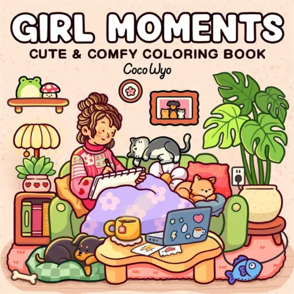 Girl Moments Adult and Teen Colouring Book Featuring Cute Cozy Daily Activities for Relaxation Paperback – 26 Oct. 2024
