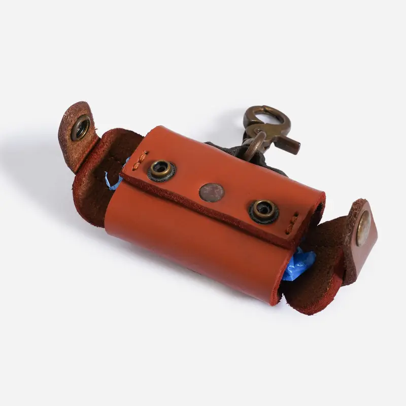 Genuine Leather Dog Poop Bag Holder for Leash, Lightweight Dispenser for Pet Waste Bags, Leash Waste Bag Dispenser | Dog Accessories | Pet Waste Bag and Treat Holder 1