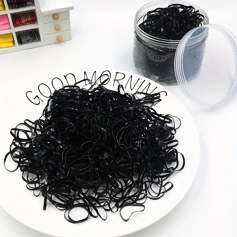 100pcs Black Disposable Hair Ties - Thick, High Elasticity, No-Damage Ponytail Holders for Women & Girls - Perfect for Christmas & New Year Styling, Simple Style 2