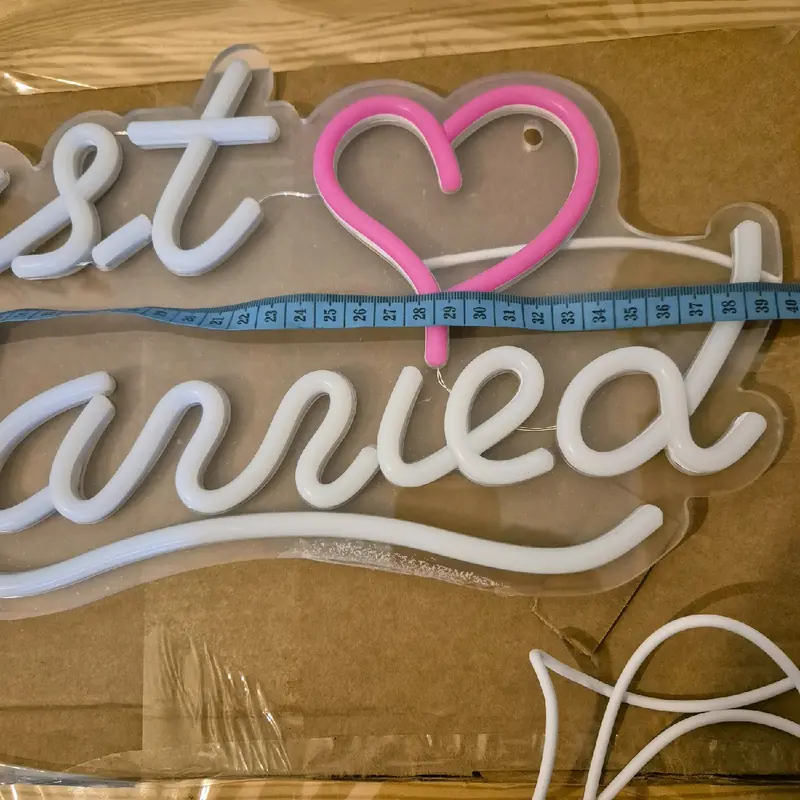 Just Married Neon Sign - Adjustable Light Brightness - Wedding Decor - White and Pink Celebration Gift Couple- Home decor- Couple gift- Party decor 5