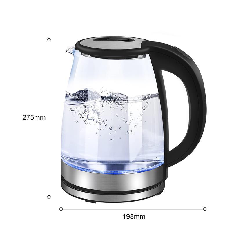 Electric Kettle 2L Fast Boil Quiet Glass Kettle 360 Blue LED Boil-Dry Protection 8