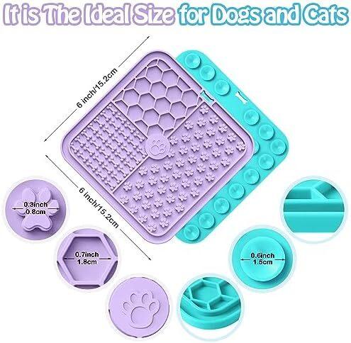 Product Introduction of Licky Mats for Dogs and Cats, Premium Lick Mats with Suction Cups for Dog Anxiety Relief, Dog Lick Mats for Bathing, Grooming and Training, 2 Pack with 1 Spatula 4
