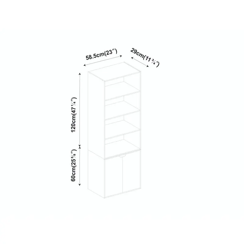 6-Tier Bookcase with 2-Doors And 4 Shelves On Top Of That 4