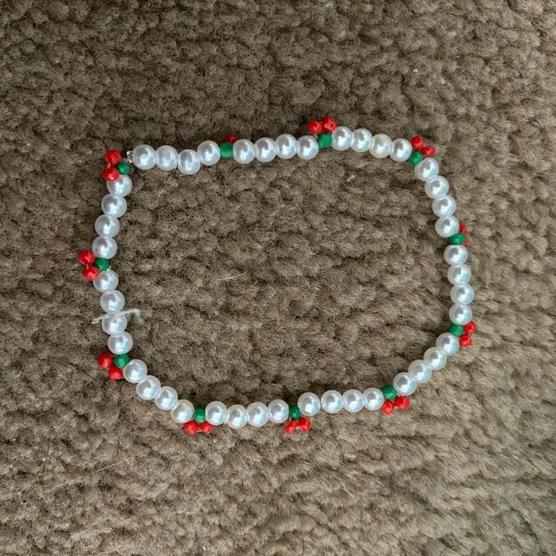 Cute Danty Cherry and Pearl Bracelet for Women 0