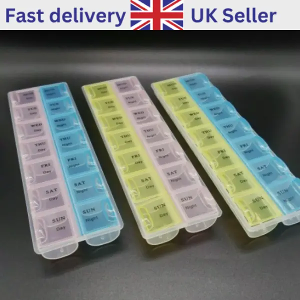 7 DAY PILL BOX MEDICINE TABLET DISPENSER ORGANISER STORAGE CASE DAY/NIGHT