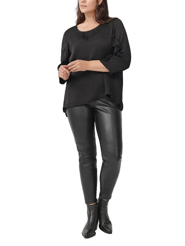 Black Satin Blouse Plus Size 18 20 22 24 26 28 30 Frill Sleeve Silky Top 790 3