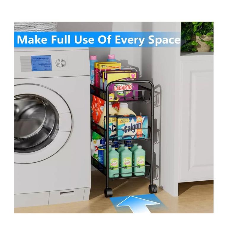 3 Tier Storage Rack Kitchen Bathroom Rotating Serving Bath Trolley Cart Shelf 4