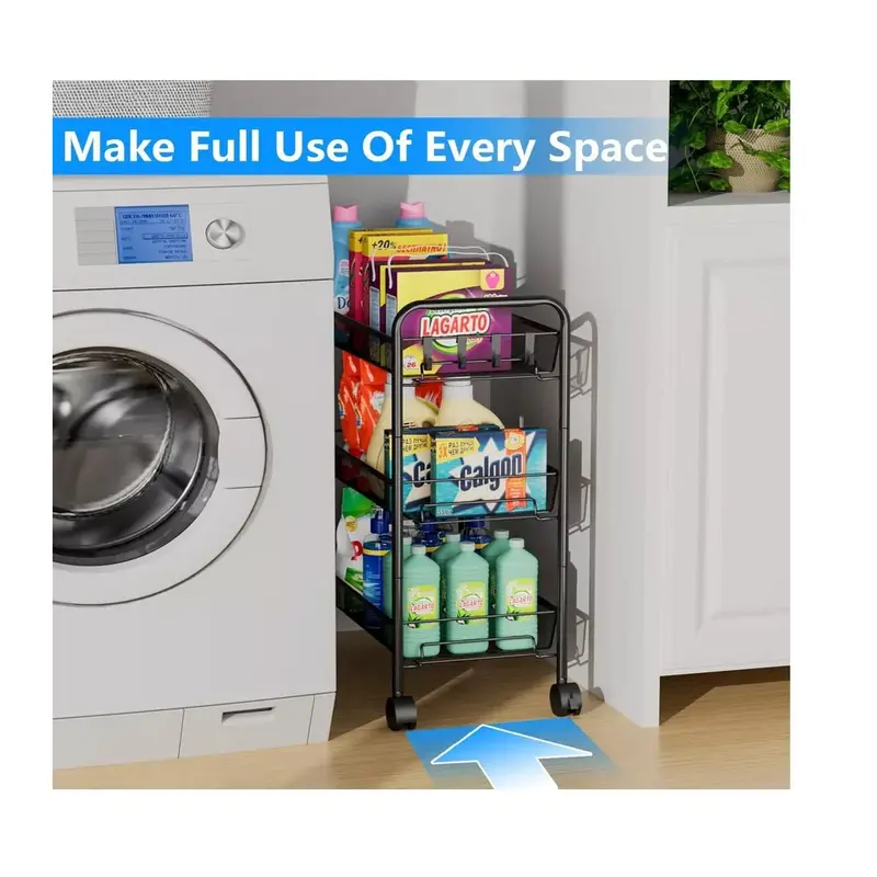 3 Tier Storage Rack Kitchen Bathroom Rotating Serving Bath Trolley Cart Shelf 4