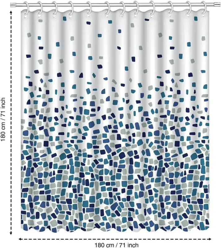 Laven & Ivory Shower Curtain Anti Mould, Mildew Resistant | Size 180x180 cm (71 x 71 Inch) | Water Repellant Fabric | 100% Polyster 4