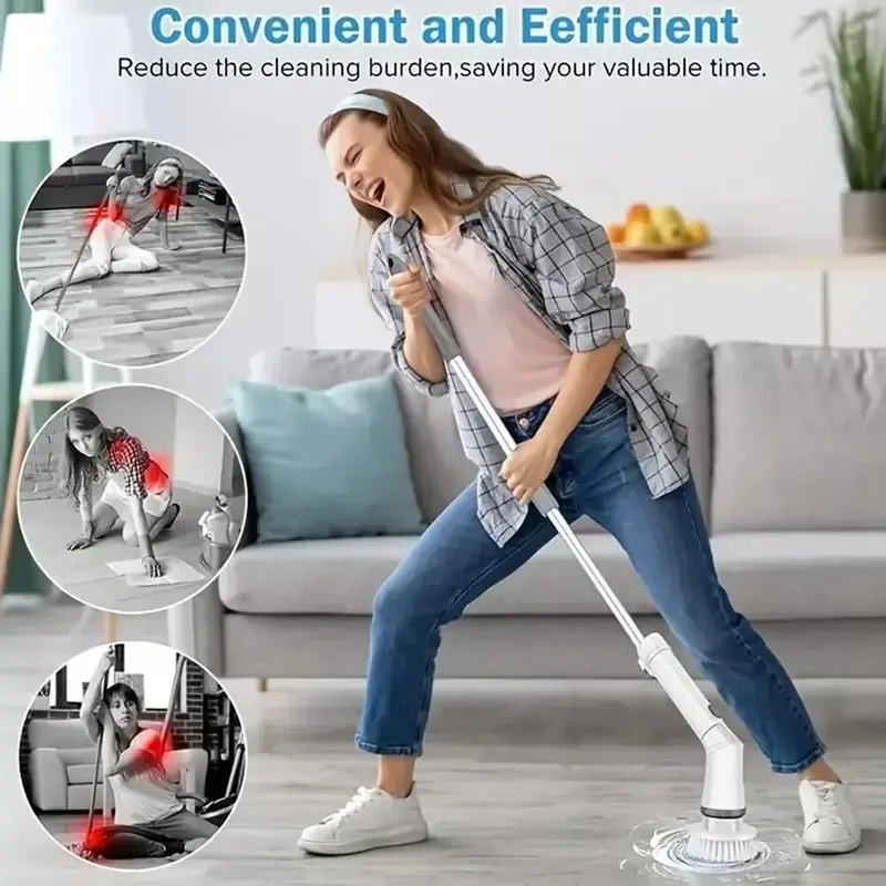 Electric Cordless Spin Scrubber Adjustable Cleaning Brush Powerful Turbo Scrub 7