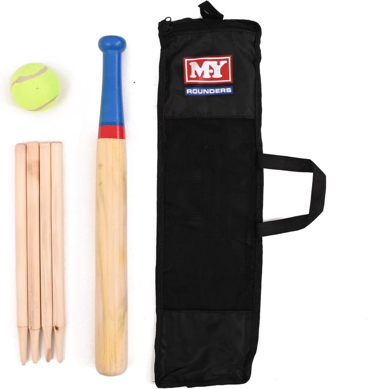 Deluxe Rounders Set Wooden 6Pc With Carry Bag Outdoor Fun Bat Ball Game Posts 1