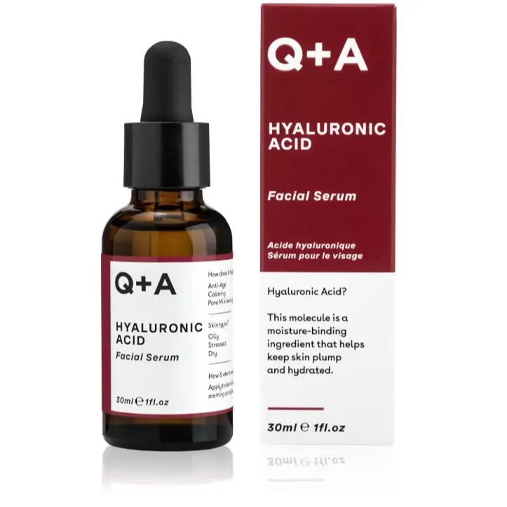 Q+A Hyaluronic Acid Facial Serum. A hydrating Hyaluronic Acid serum for healthy and plump skin. Works as a moisturiser for your face, Vegan Friendly, Fragrance Free, 30ml/1fl.oz