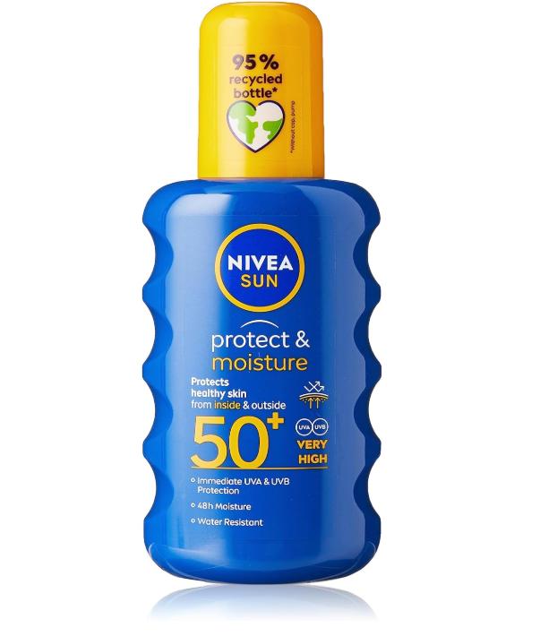 NIVEA SUN Protect & Moisture Sun Spray SPF 50+ (200ml), Moisturising Suncream Spray with Vitamin C and Hyaluron, Immediate UVA/UVB Protection, Fast-Absorbing No White Cast Formula Body Care Sunscreen Lotion Cosmetic 0