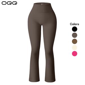 OQQ Women's  Yoga Pants Seamless Ribbed High Waist Workout Bell Bottoms Flare Leggings
