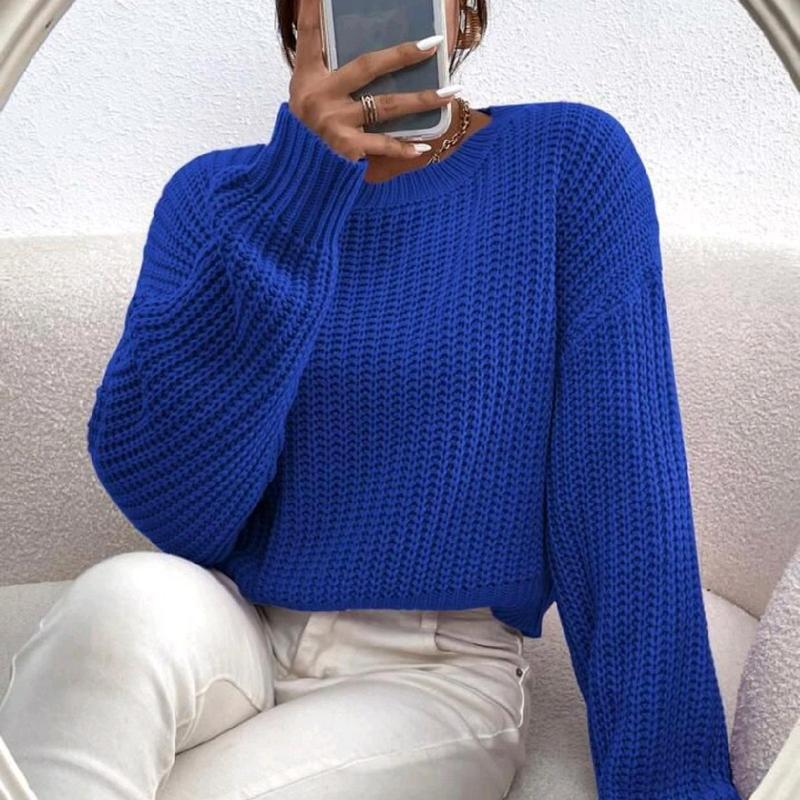 Women's Knitted Oversized Cropped Jumper - Soft and Stretchy Material - Perfect for Winter - Fit, Clothing autumnal fits fashion coat 6