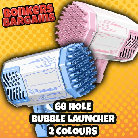 68 Hole Mega Bubble Launcher - Outdoor Play Toy for Kids and Adults with Bubble Solution 0