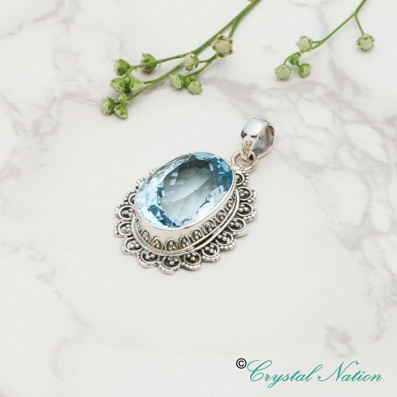 Blue Topaz Sterling Silver Pendant  ( 20588 ) 1