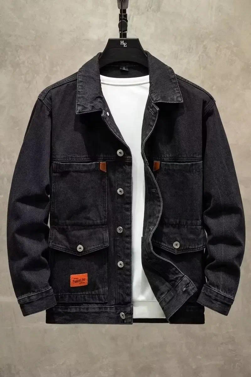 Product Introduction of Men's Loose-fit Trendy Denim Jacket Autumn 2024 New Style Workwear Jacket Regular Length 39