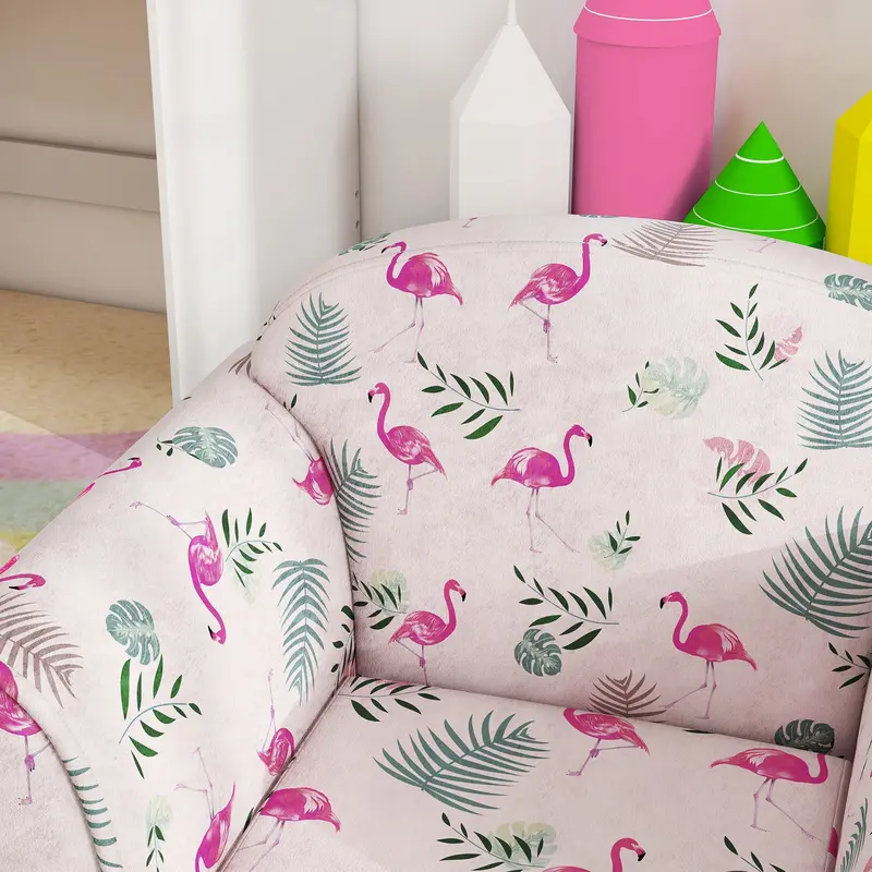 AIYAPLAY Kids Armchair with Flamingo Design, Wooden Frame, for Bedroom, Playroom, Kids Room, Pink 8