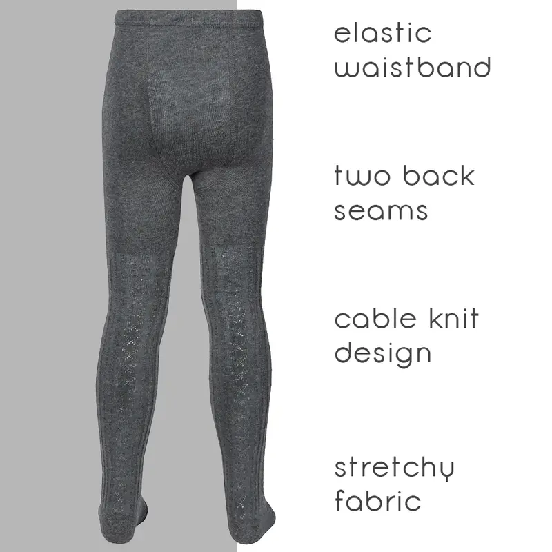 3 Pairs Girls Solid Cable Knit Tights Warm School Uniform Cotton Rich Soft Tights Back To School UK 2-10 Years 1