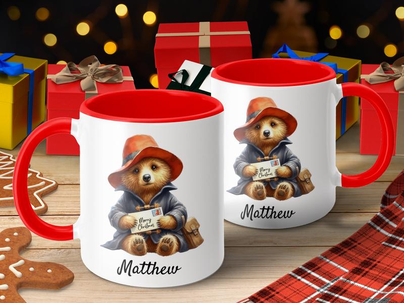 Bear Mug, Personalised 11oz Ceramic Mug, Christmas Gift, Children's Stocking Filler Drinkware Drinkware Reusable Cup Drink obsession festive  mugs 5