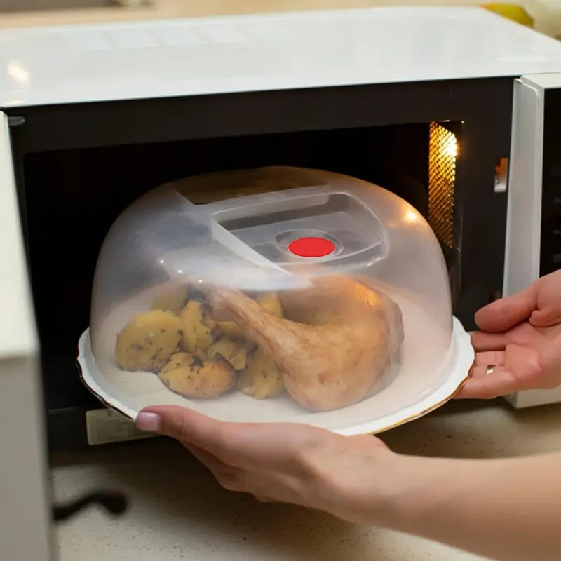 HOMESHOPA Microwave Plate Cover 25cm Microwave Splatter Guard Lid with Steam Vents, Plastic Transparent Ventilated Food Plate Dish Cover Kitchen Cooking, BPA Free & Dishwasher Safe, 25cm 1