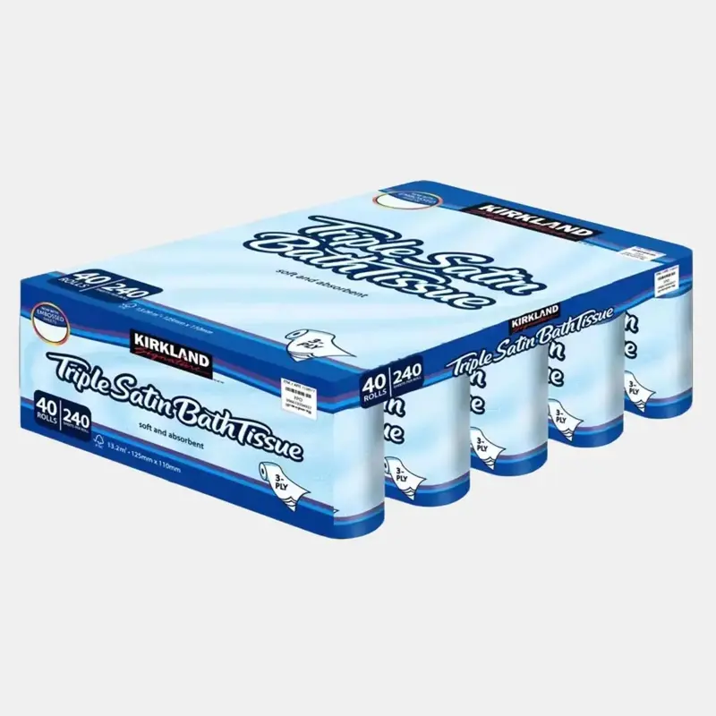 Kirkland Signature Triple Satin 3-Ply Toilet Tissue, 40 Rolls Pack of 2 - Soft and Durable 3