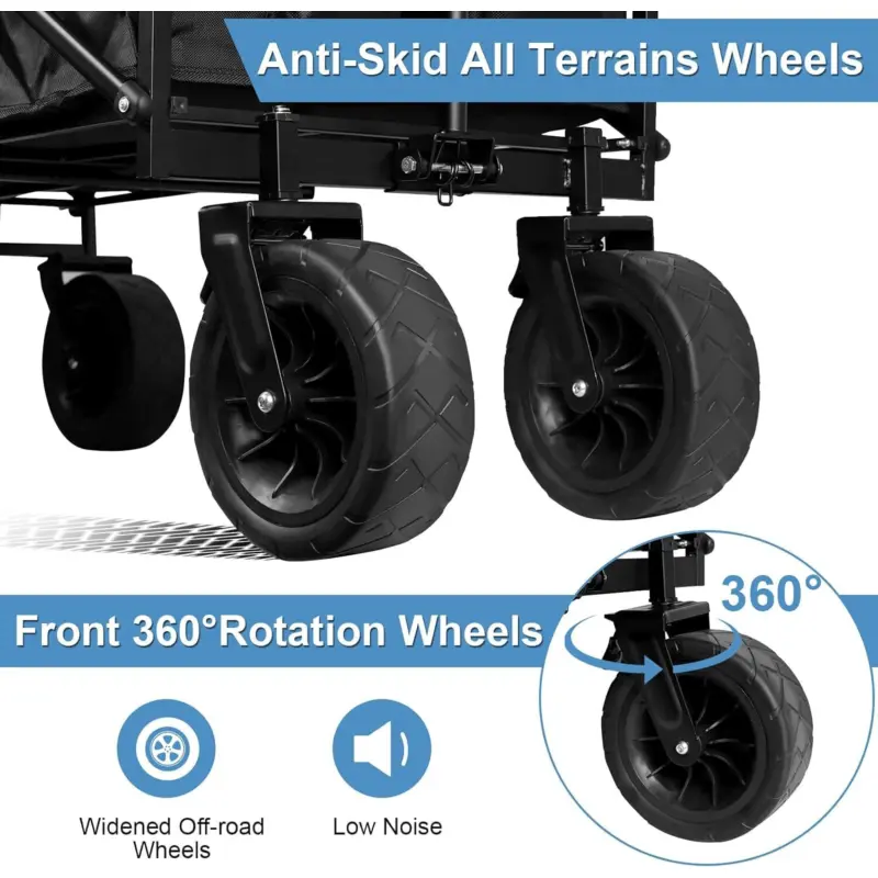 150KG Foldable Heavy Duty Garden Camping Beach Cart Festival Trolley Cart Wagon 4
