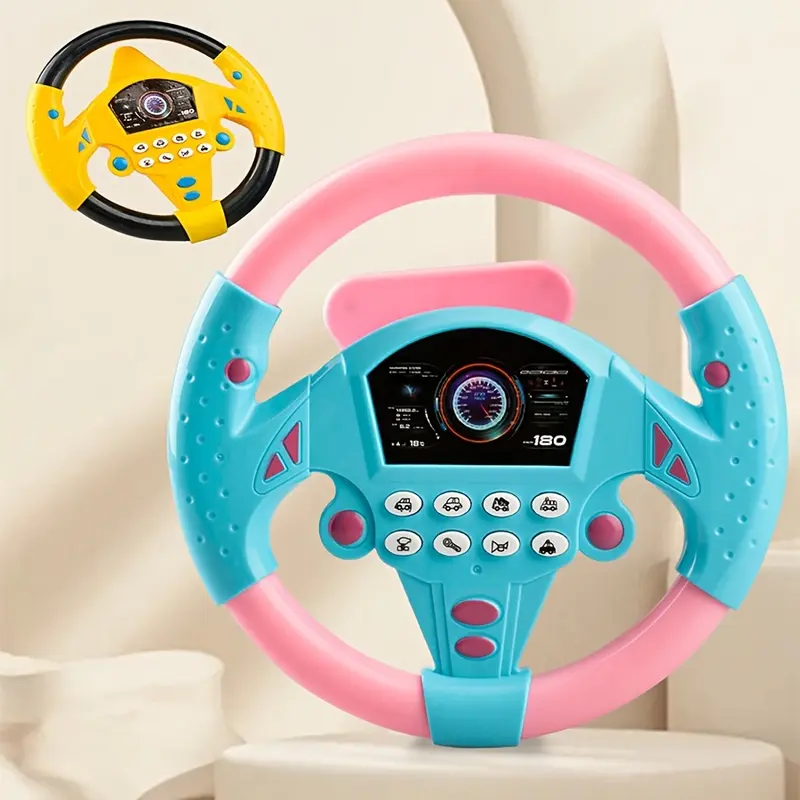 Suction Cup Educational Steering Wheel Toy, Simulation Car Driving Game With Car Sound Effects, Play House Role Toys Gift halloween christmas gift 0