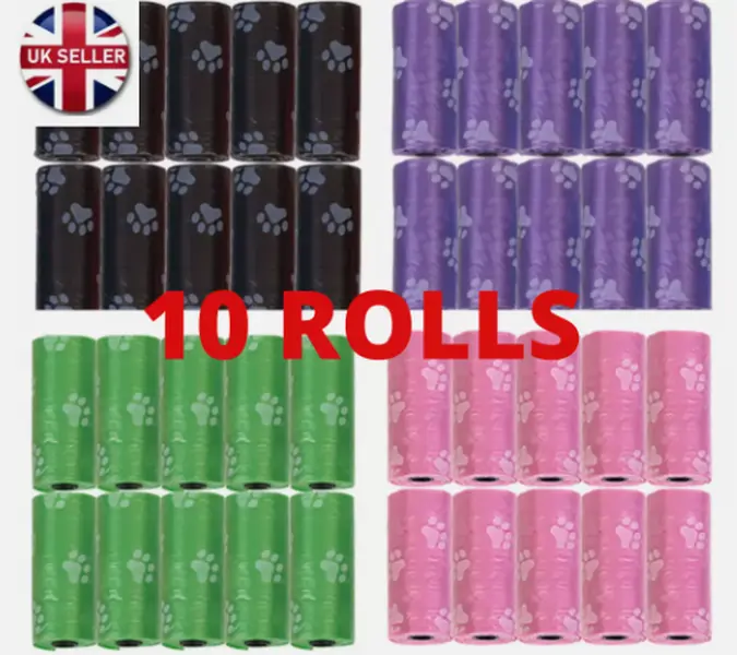 10 Rolls 150 Bags Biodegradable Pocket Size Puppy Poo Waste Strong Doggy Poop UK