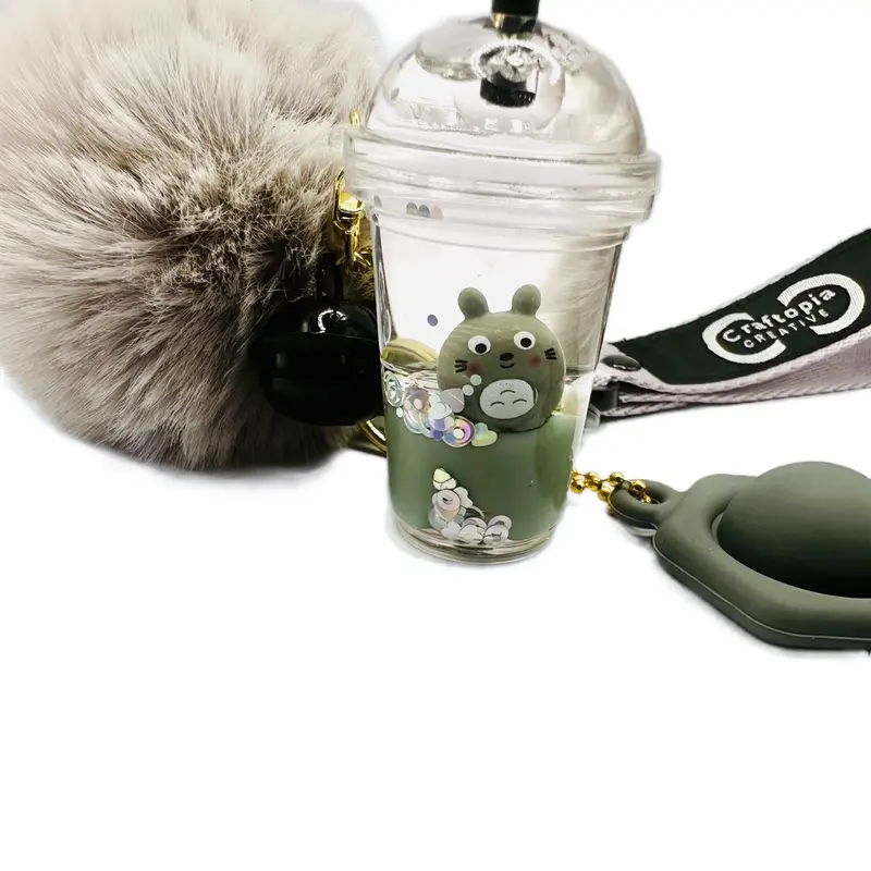 Craftopia Creative Anime Sensory Keychain Set with Totoro Plushie Fidget Pouch Purse LED Paw Clicker Popit Lanyard & Custom Wristlet Gift Set 3