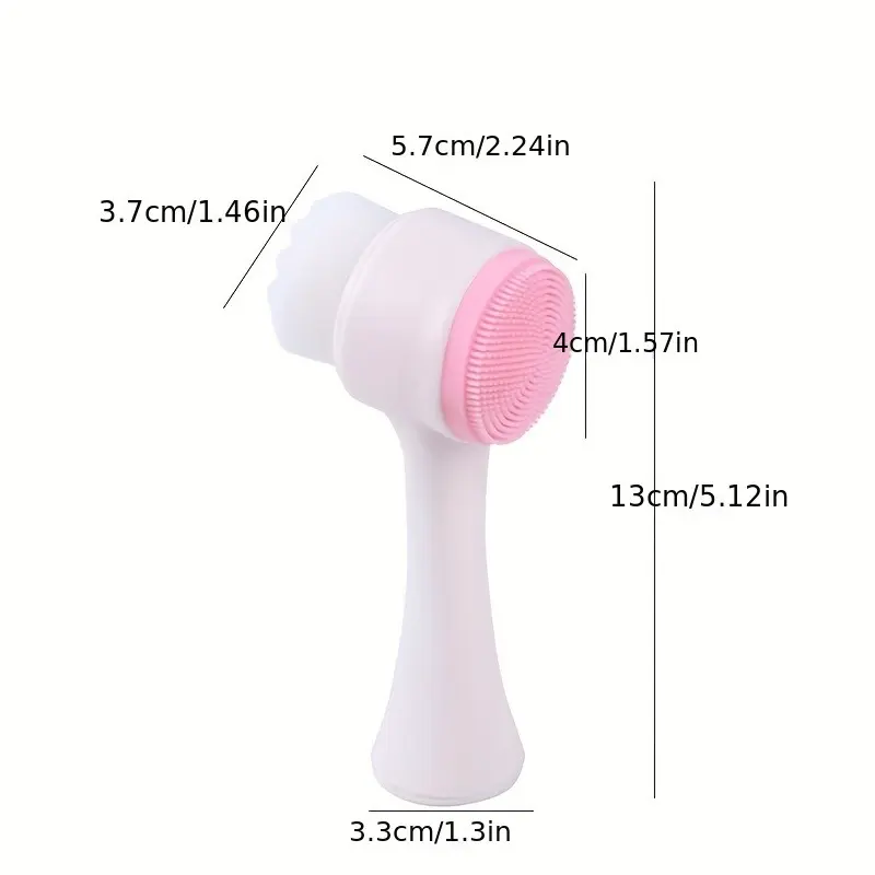 1pc Gentle Silicone Facial Cleansing Brush, Dual-Sided Soft Bristles, Manual Exfoliating Pore Cleaner for All Skin Types, Unscented, Dye-Free Makeup Remover and Blackhead Remover 5