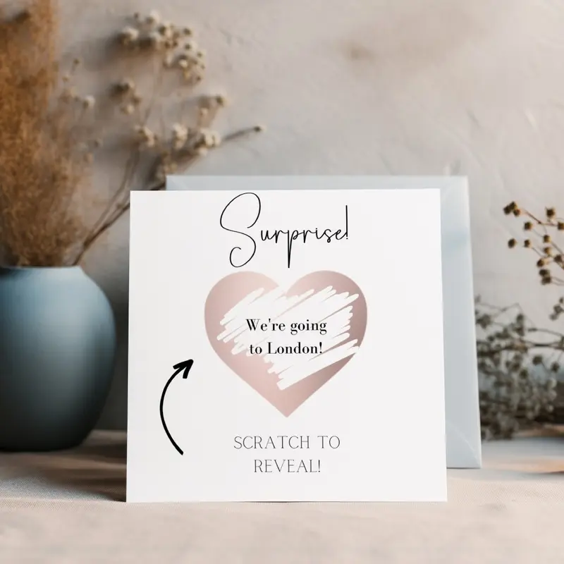 Personalised Surprise Scratch Off Card - Premium Quality 6x6 Card with White Envelope 2