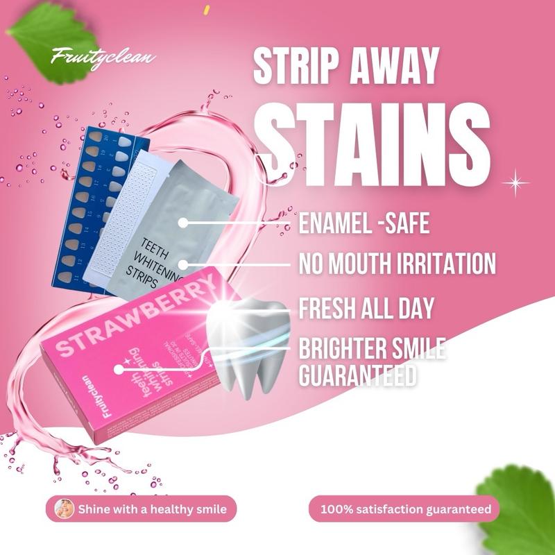 Fruity Clean Viral Teeth Whitening Strips – Achieve a whiter, brighter smile fast! Easy-to-use strips with delicious flavors. Perfect for sensitive teeth, no mess, no fuss – just amazing results in minutes 8