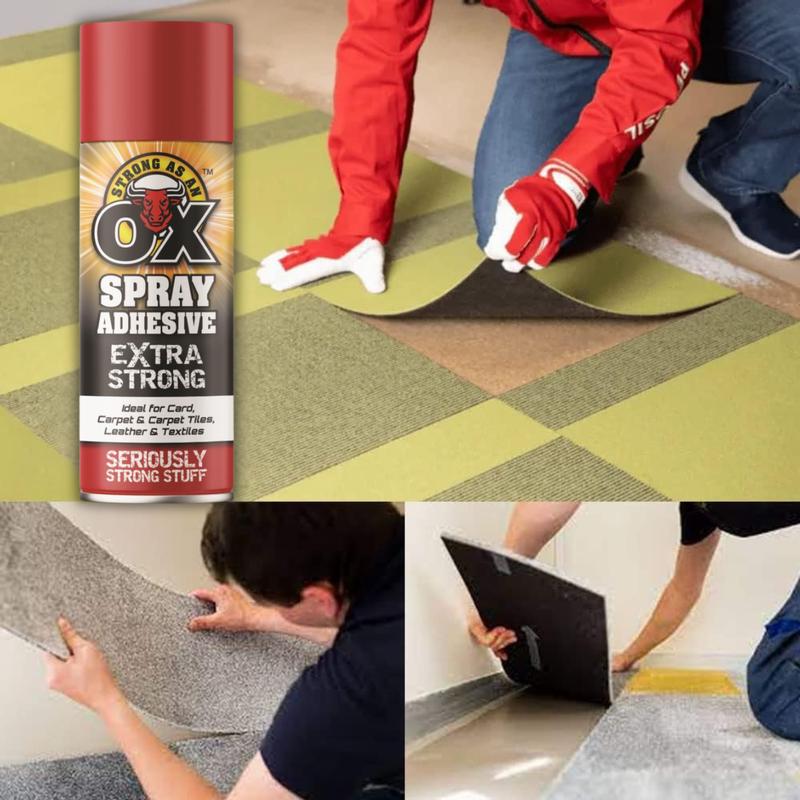 Strong As an OX Adhesive Spray Extra Strong 500ml Multi-Packs | Ideal For Card | Carpet & Carpet Tiles | Leather & Textiles | Seriously Strong Stuff | Long Lasting Bond 2