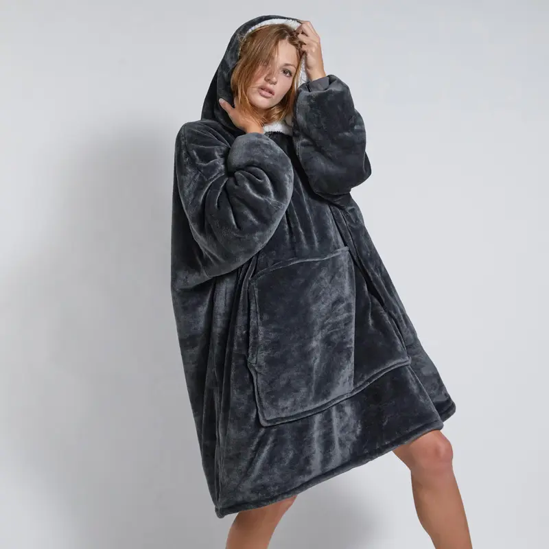 Onesnug Adult/Teen Hoodie Blanket - Dark Grey 5