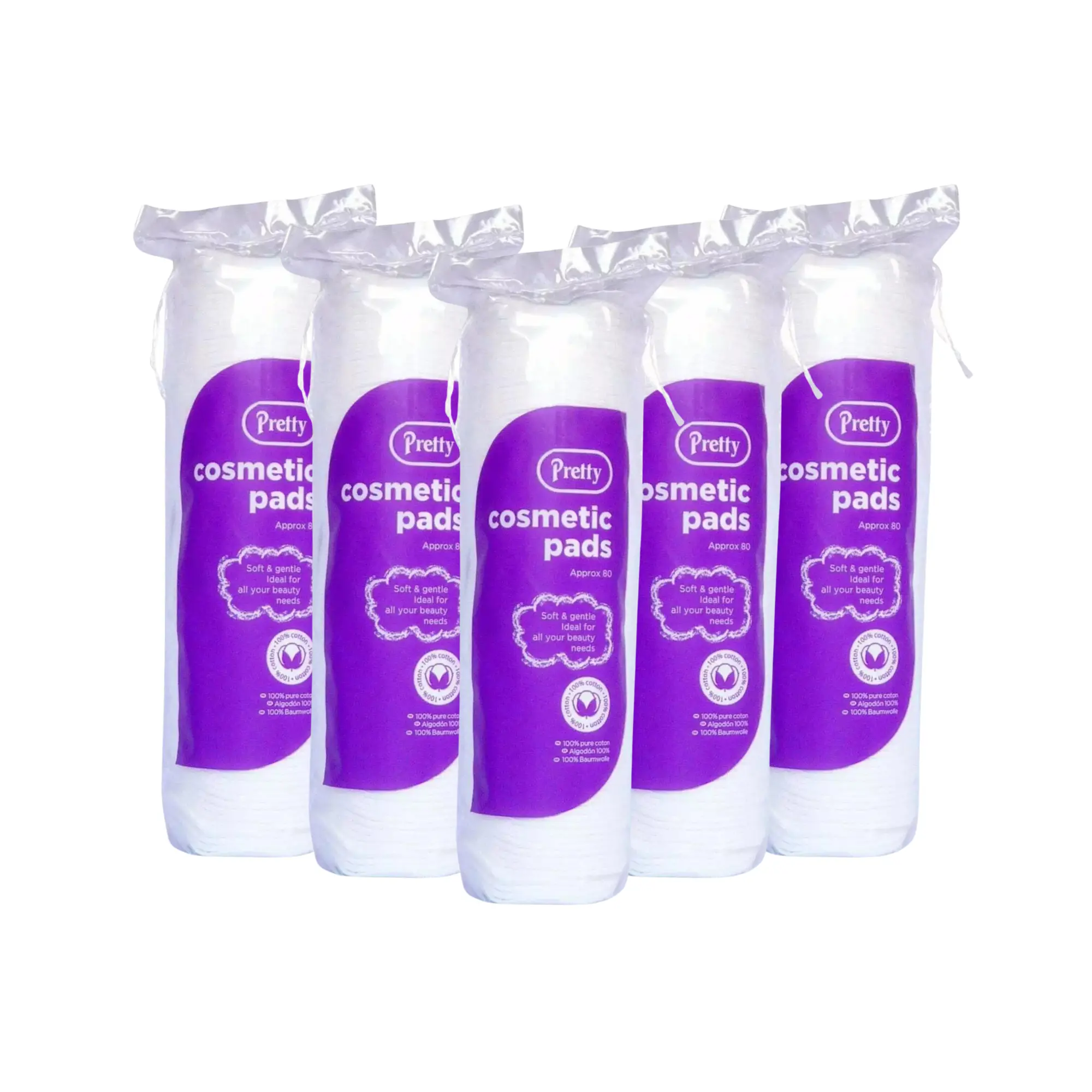 5 x Pretty Cosmetic Cotton Wool Pads 400 Cotton Pads – 100% Pure Cotton Discs for Face, Nails, Makeup & Manicure