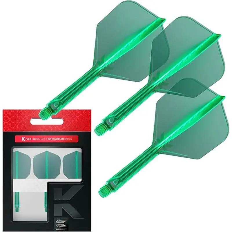Darts K Flex Integrated Dart Flights And Shafts, No.6 | Pack Of 3 K-Flex - No6, All In One Dart Flight & Stem Lengths: Short, Intermediate & Medium | Professional Dart Accessories