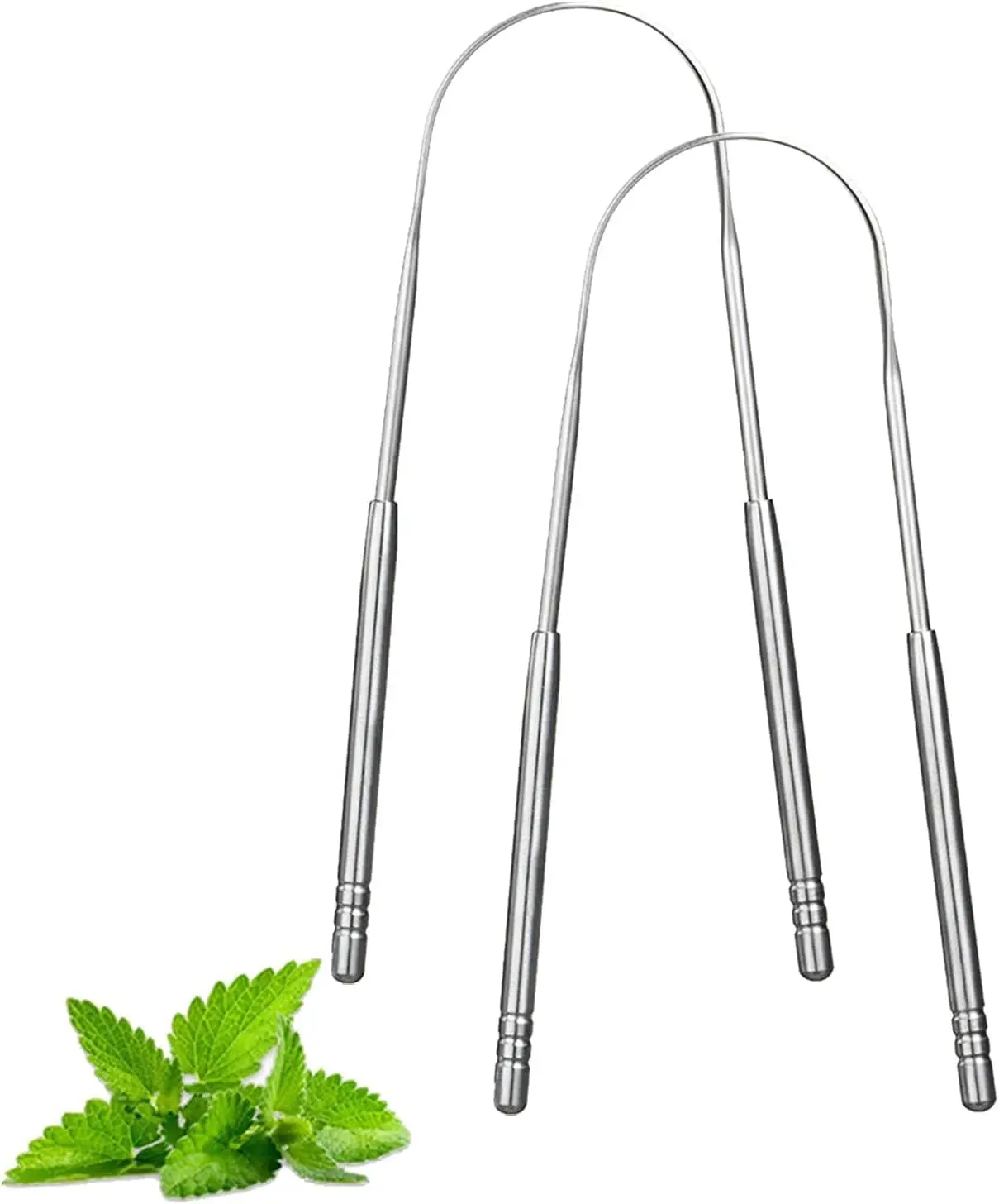 Metal Tongue Scraper 2 Pack- Oral Care Tongue Scrapers- Stainless Steel Tongue Cleaner Tool for Fresh Breath- U-Shaped Travel Tongue Scraper with Flexible Design- 2 Pcs