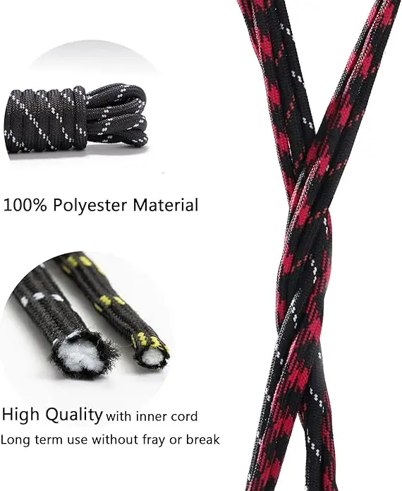 Round Work Boot Laces Heavy Duty,Strong Boots Laces for Walking Boots,Hiking Boots, Steel Toe CapBoots, Safety Boots, Hunting Boots,Thick Replacement Boot Shoelaces for Men Women Adults 1