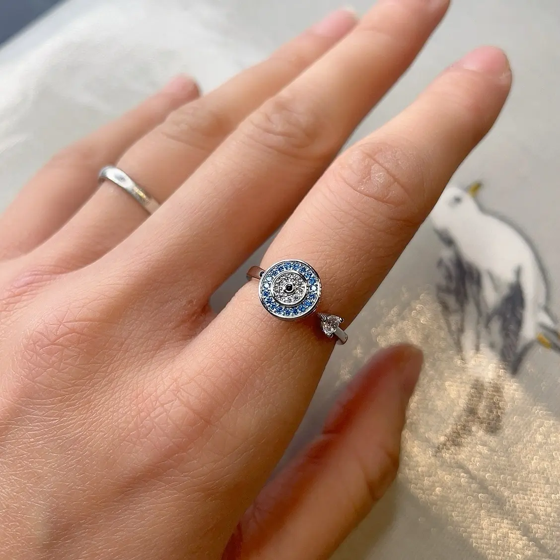 925 Silver Anxiety Ring/Spinning Ring/Fidget Ring/Gift Ring/Introvert/Friend/Birthday/Jewellery/Mindfulness/Meditation Ring/blue eye