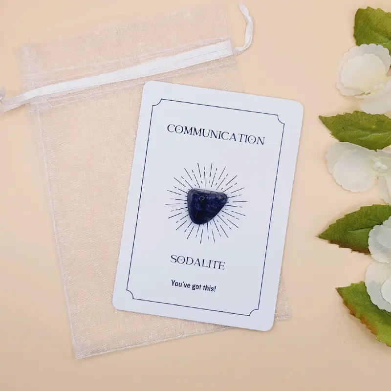 Sodalite For Communication Crystal Card with Bag Genuine Crystals 0