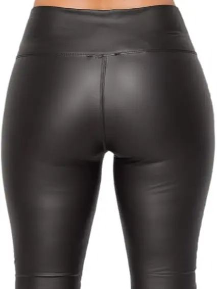 Women's Ladies Wet Look Matte PU Faux Leather High Waist Biker Leggings Sexy Design 6