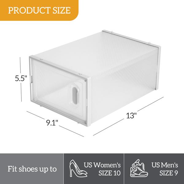 18 Boxes Set Clear Stackable Shoe Storage Box - Durable White Plastic Case Organizer for Men’s & Women’s Shoes (Size 5-10 / EU 37-44) | Easy to Installation, Assemble & Disassemble | Lightweight Transparent Design Rack Shelf Multicolor multifunctional 8