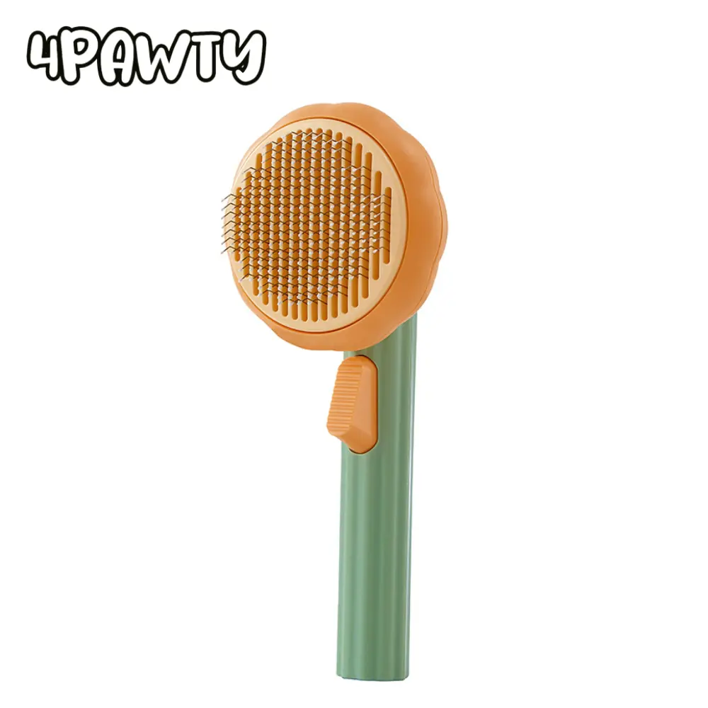 4Pawty Dog&Cat Brush Grooming Brush, Pumpkin design Pet grooming brush, Self Cleaning pin brush, Long Hair/ Short Hair Dog Cat Pet