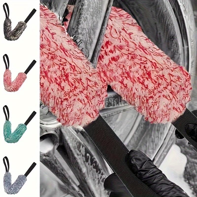 Double-Sided Microfiber Car Wheel Cleaning Towel with Long Belt - Coral Plush Tire Scrub Brush for Hub Detailing 5