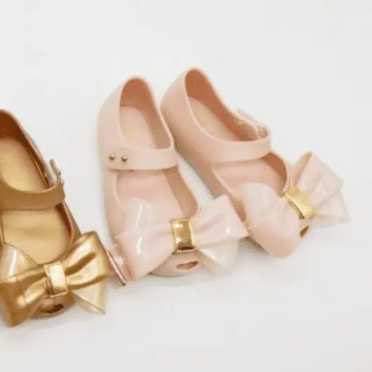 Girls Soft Jelly Bow Shoes White, Camel & Pink Toddler Comfortable 2