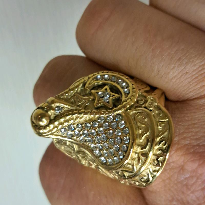 XXL heavy saddle ring. gold plated and stainless Steel. different sizes available. 4